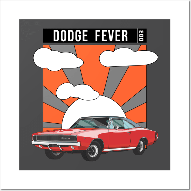 Dodge Fever Muscle Car Sunset Wall Art by CC I Design